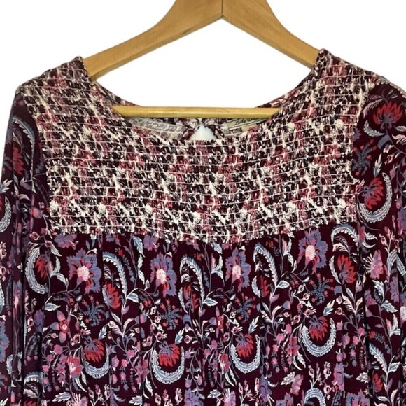 Lucky Brand Smocked Boho Flare Sleeve Shirt - Picture 6 of 9